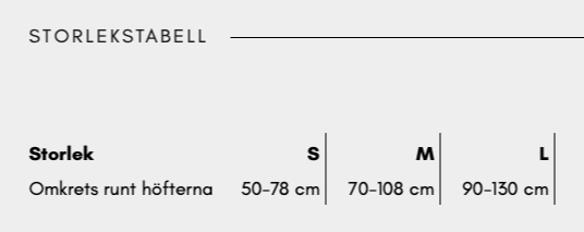 Bitstock Nonstop Defense storlekstabell
