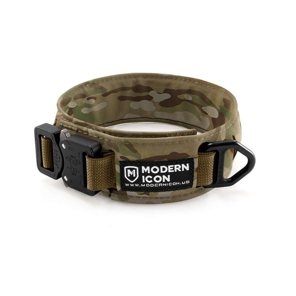 Rigid Modular Collar from Modern Icon in camouflage design, ideal for tactical dog training and sports.