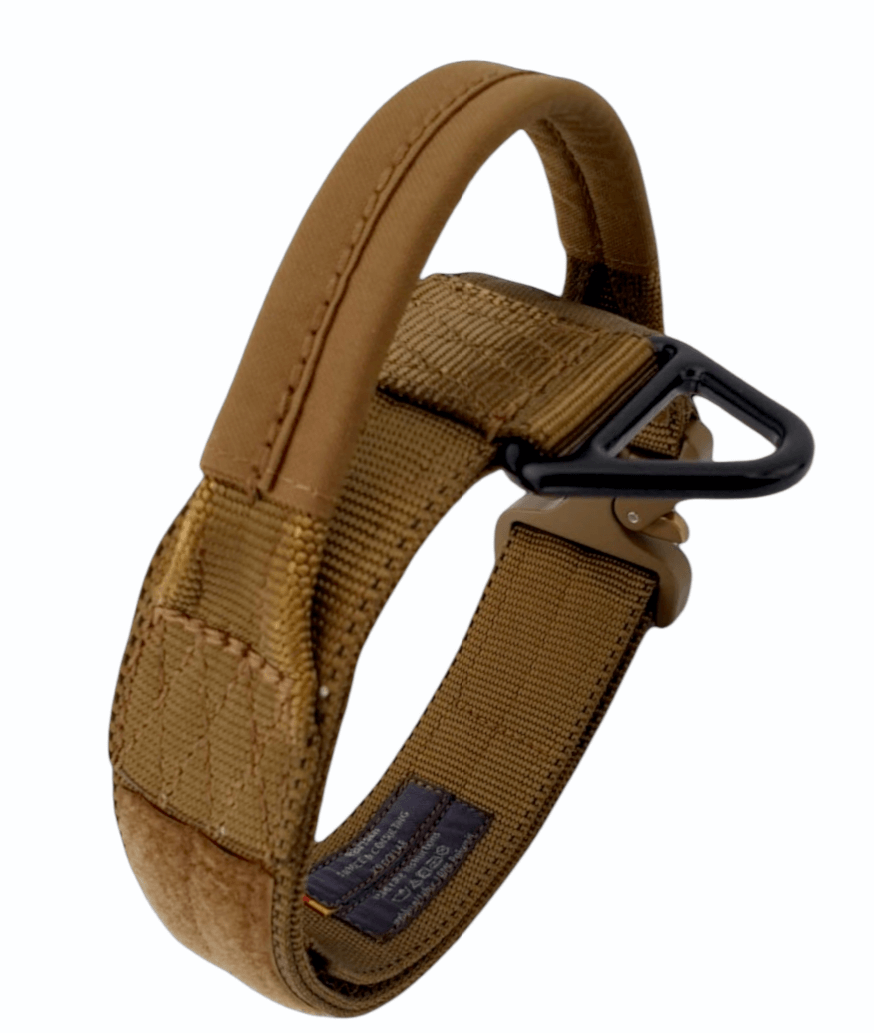 Robust och stadigt hundhalsband med handtag som är lätt att greppa med handskar, taktiskt hundhalsband, brett hundhalsband