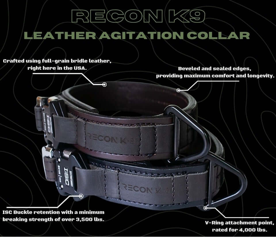 Superstarkt läderhalsband för hund, Leather Agitation Collar
